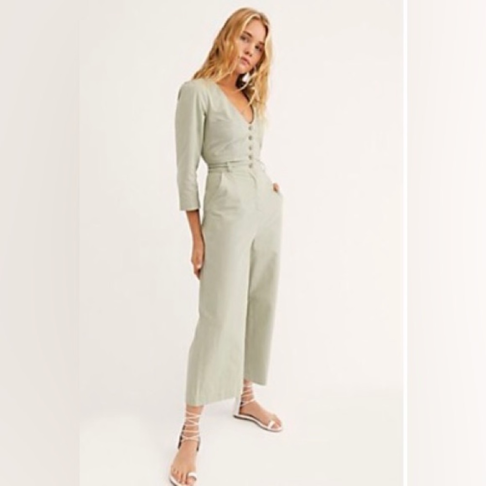 Free People Back Into It Jumpsuit, size: medium, color: Agave silk